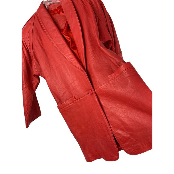 Rare Vintage Jacqueline Ferrar 80s Womens Red Buttery Leather Coat S/M - Picture 8 of 12